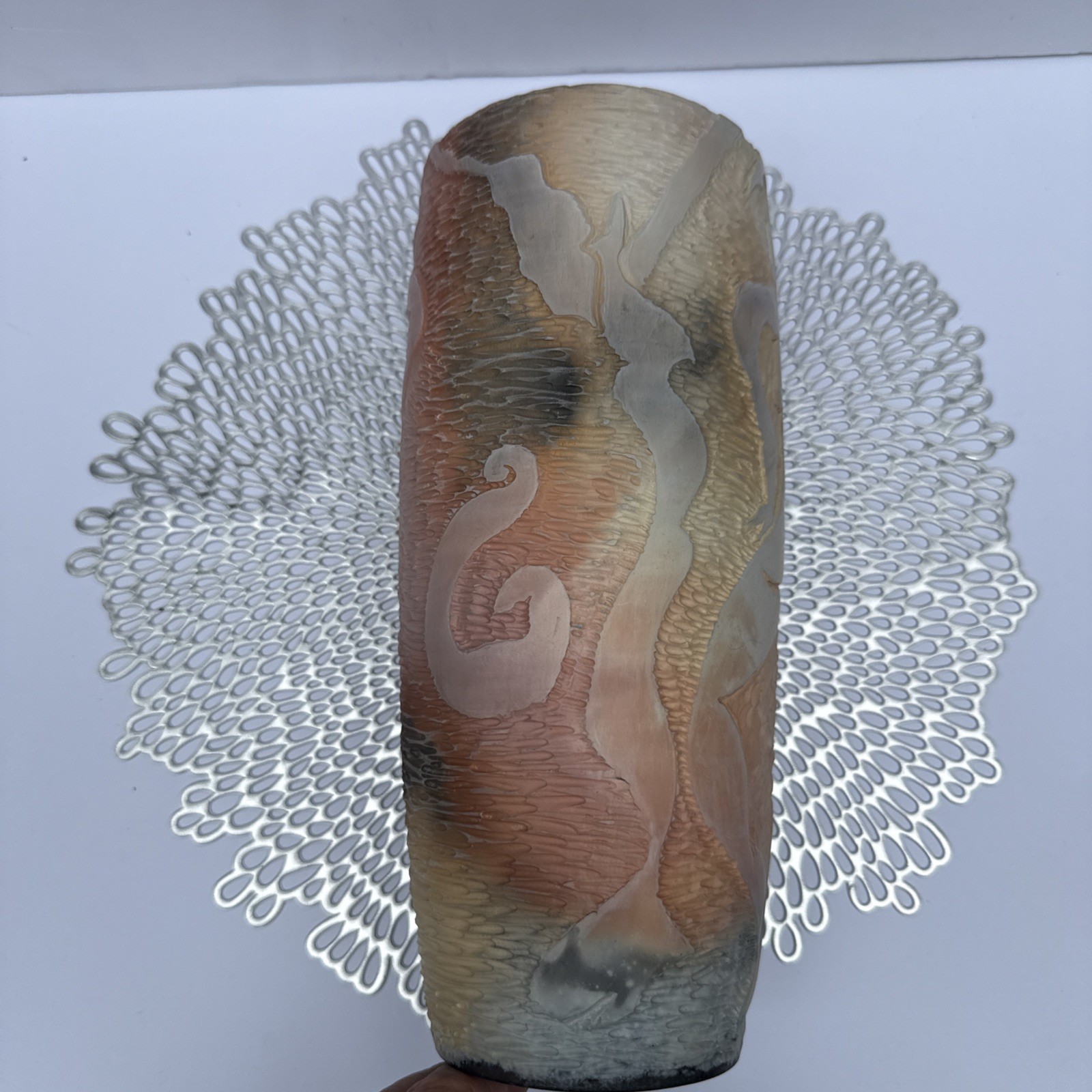 Brenda McMahon Pottery Signed Vase Then and Now EUC Signed Large Piece 12 in