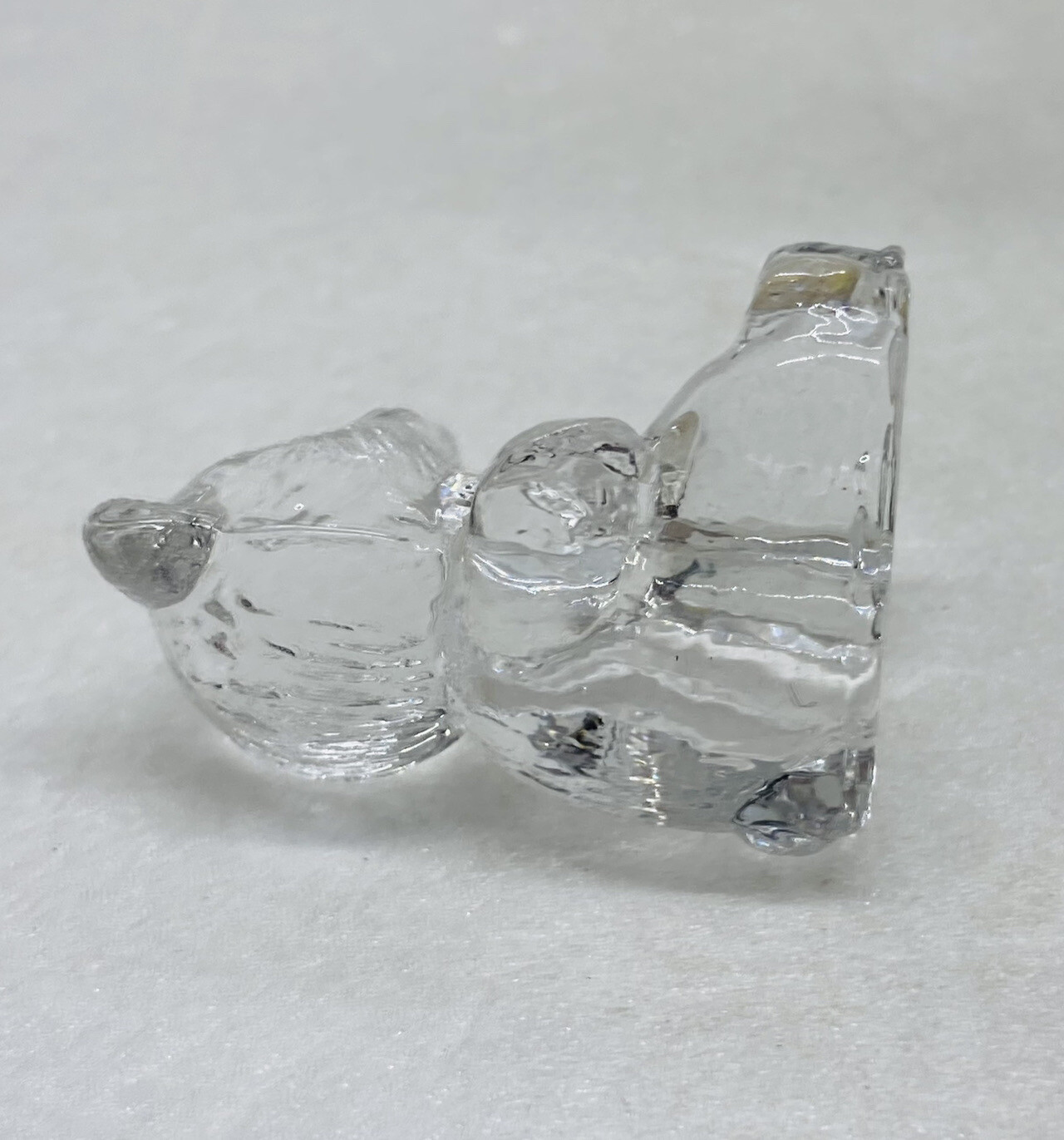 Vintage Crystal Glass Teddy Bear Candle Holder Mini 1.75” Unique Art Decor 3