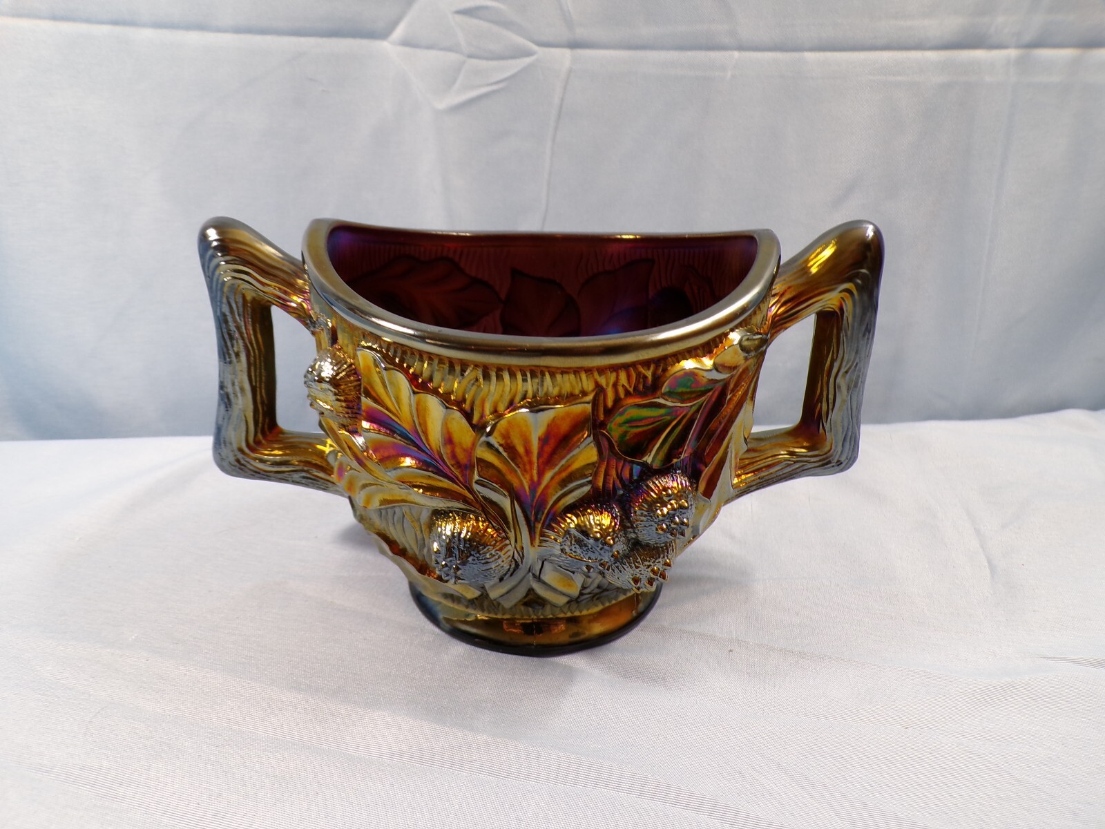 Northwood Amethyst Carnival Glass Acorn Burrs Spooner Vase