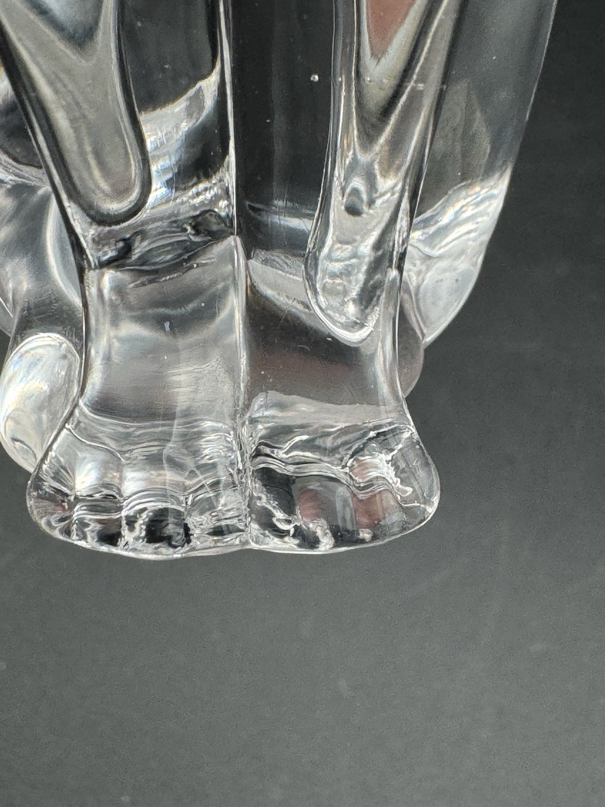 Vtg Clear Glass Baccarat STYLE Crystal Egyptian Sitting Cat Figurine READ MORE