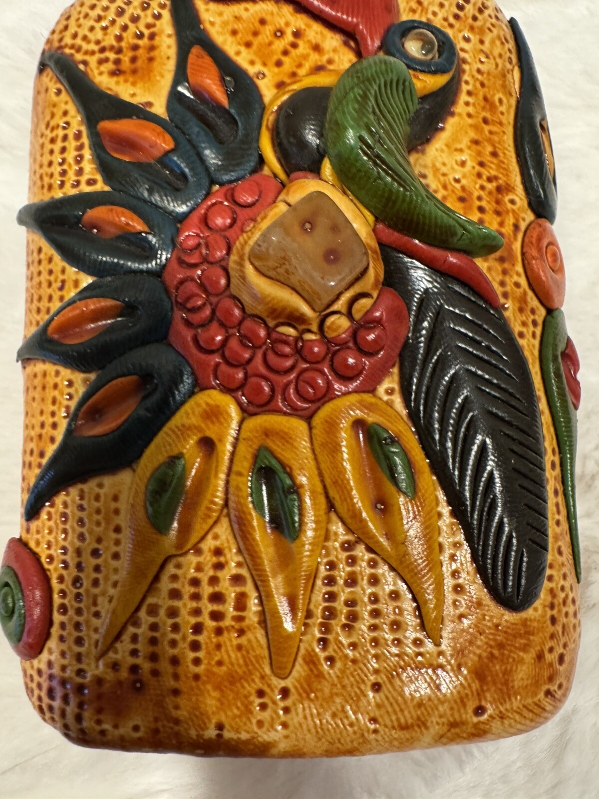 Handmade Decorative Glass Bottle Polymer Clay With Polished Stones – Guatemala