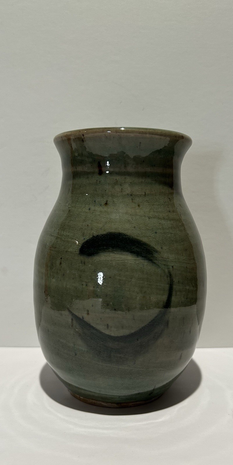 Signed Green Studio Pottery Vase. . 6.5 “ Tall. Vintage