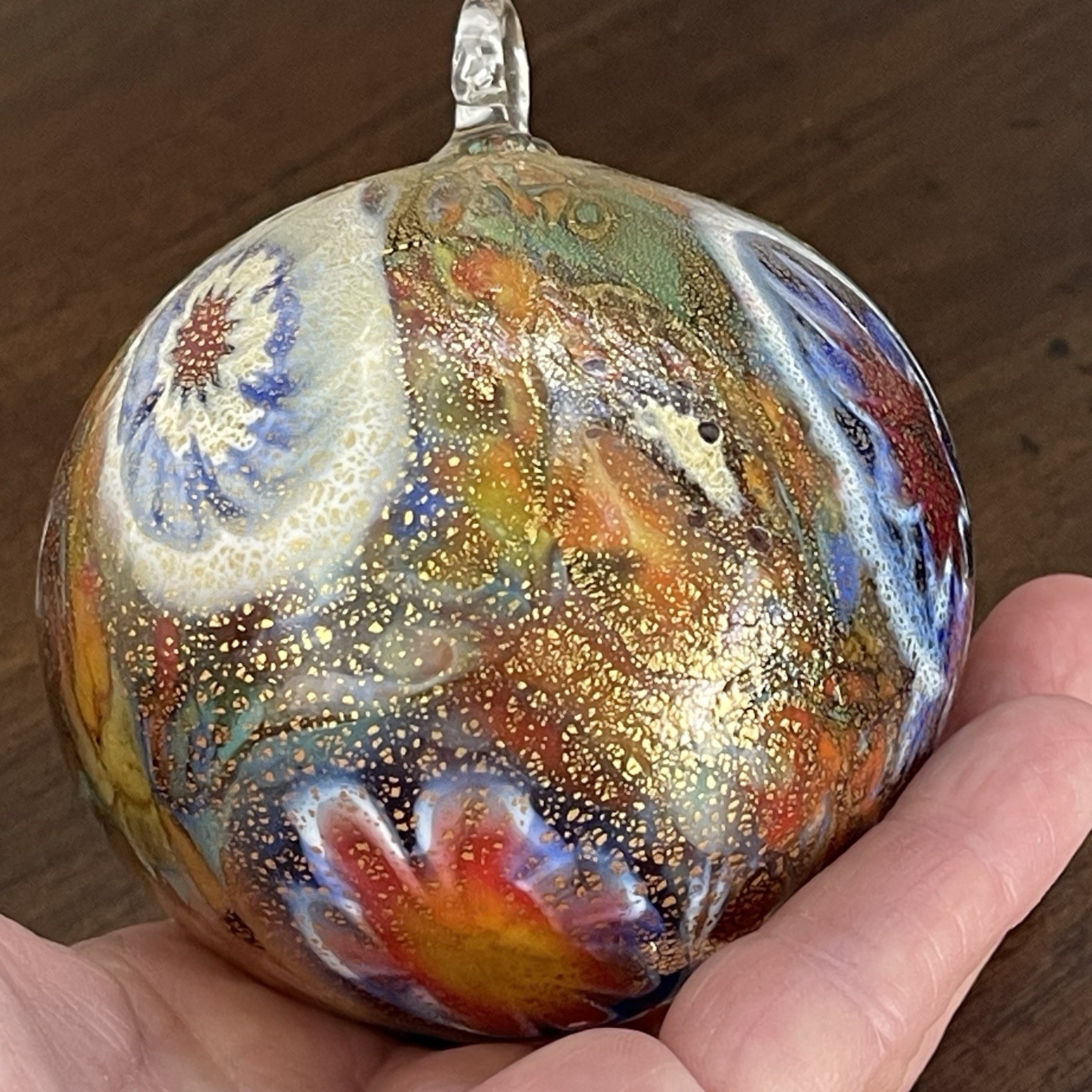 Hand Blown Glass Millefiori Design 3 Inch Ornament