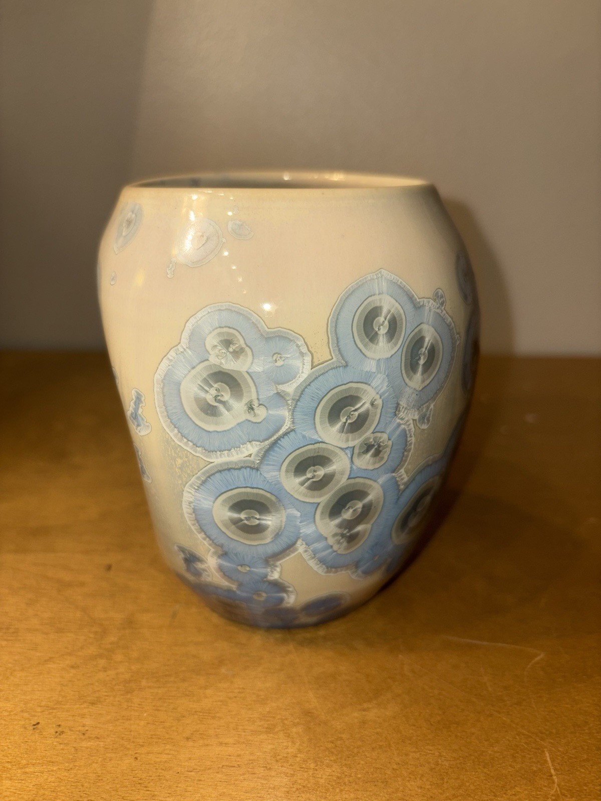 Vintage Crystalline Glaze Studio Pottery Vase 5.5″ Lavender Blue Crystal Bloom