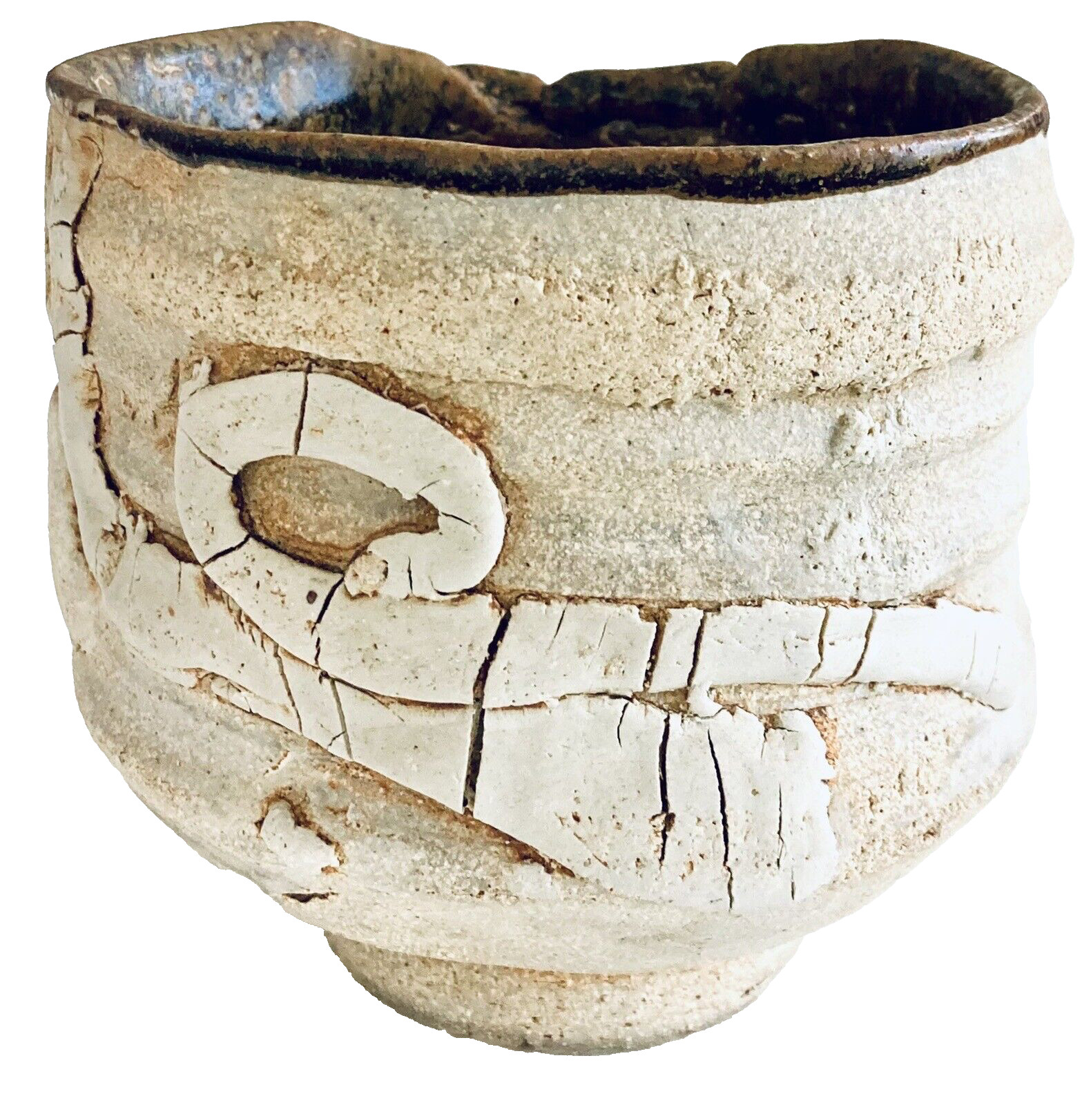 Pottery Vase Mid-Century Ceramic Snake Lizard Primitive Tiki Cave Drawing Animal