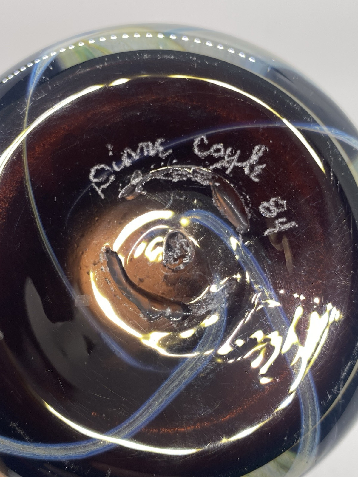 VTG Diane Coyle signed 1984 hand Blown art glass vase vintage 6 1/2″ encased