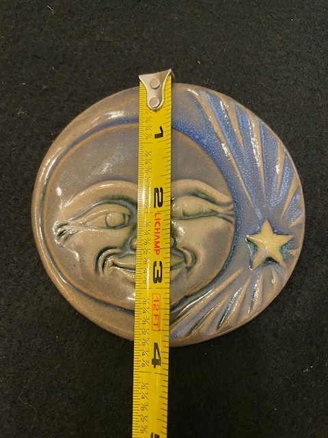 Little Crown Benchmark Stoneware Celestial wall hanging Handmade signed 3.75″ rd