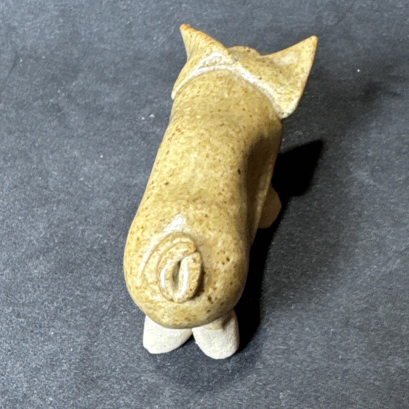 Vintage CYMRU Pottery Stoneware Primitive Folk Art Miniature Pig Figurine 2.5″