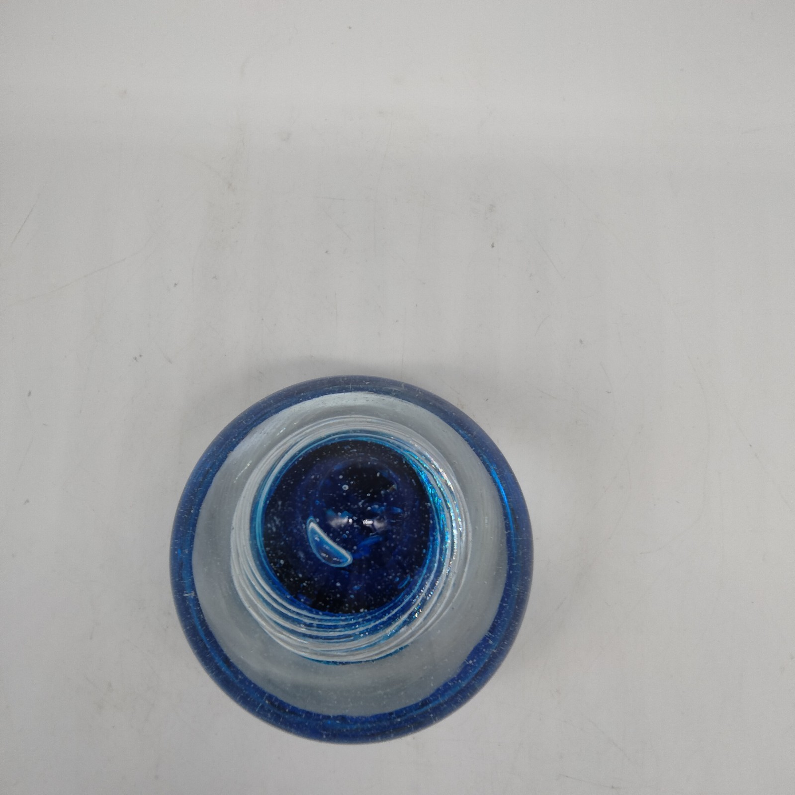 Vintage BLENKO Art Glass Paperweight Blue 68A Space Age MCM Hand Blown 3.5″