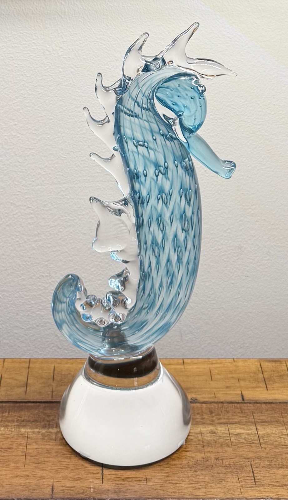Waterford Ireland Crystal Art Glass 12” EVOLUTION CERULEAN SEAHORSE