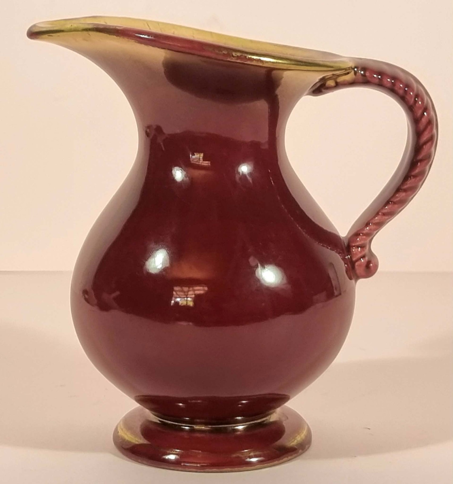 Bay Keramik West Germany Burgundy Gold MCM Ceramic Jug 13cm