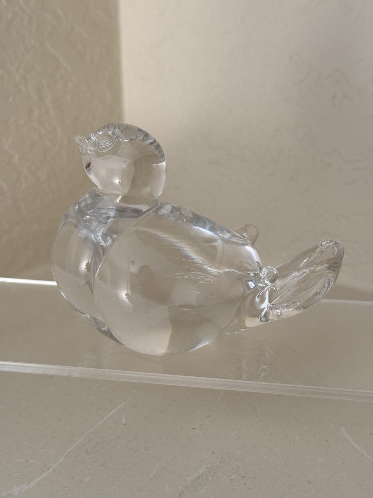 Vintage Signed Vilca Italy Lead Crystal Bird Figurine Hand Blown 3.25” inch
