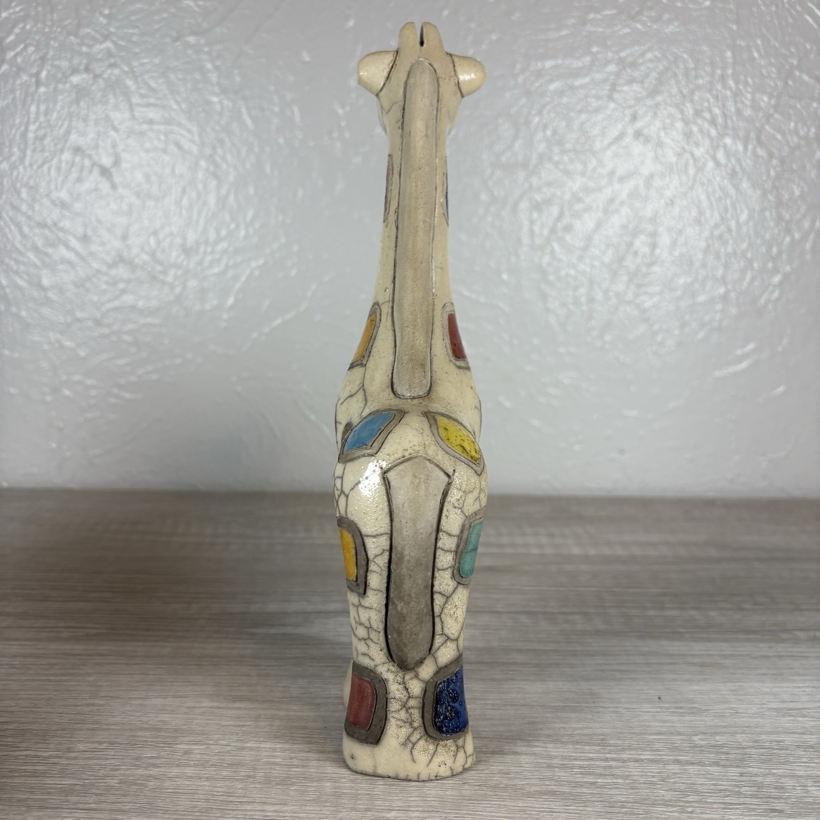 Vtg Fenix Raku Patchwork Giraffe Art Pottery Figurine Made South Africa Mosaic