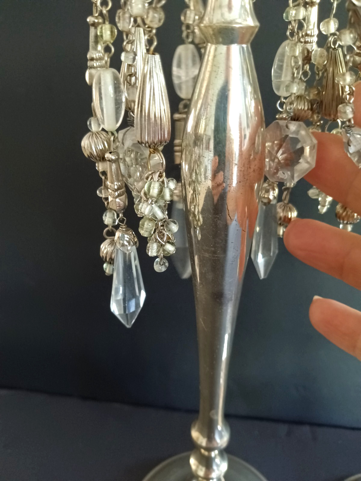 Nordstrom Candlestick Holders Hanging Crystal Prism Set of 2 Hollywood Regency