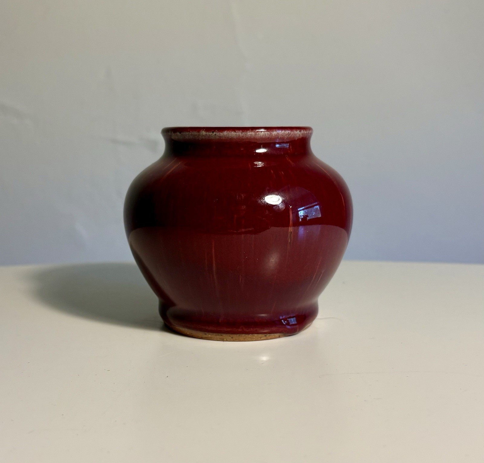 Pewabic Pottery Detroit Cranberry Glaze Vase Marked JA 2014