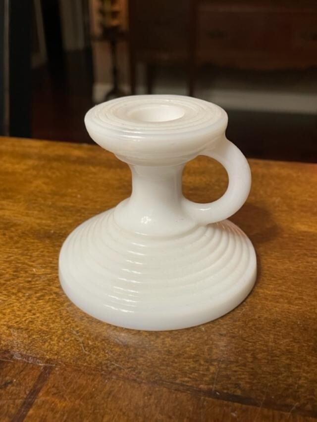 Vtg. Milk Glass Candleholder 3.50″ with handle.