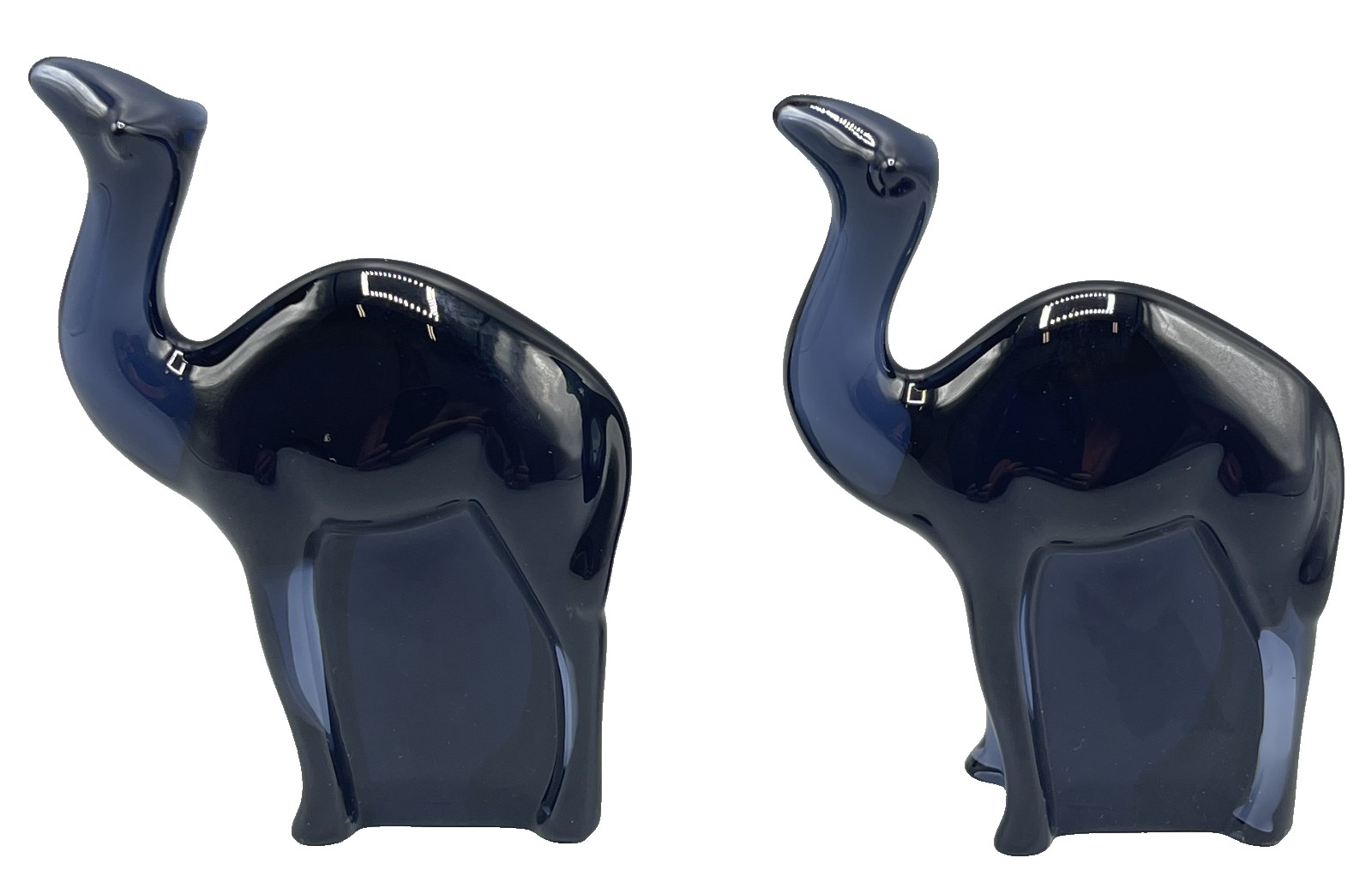 Baccarat Crystal Noah’s Ark Dromedary “PAIR OF MIDNIGHT BLUE CAMELS” w/Orig. Box