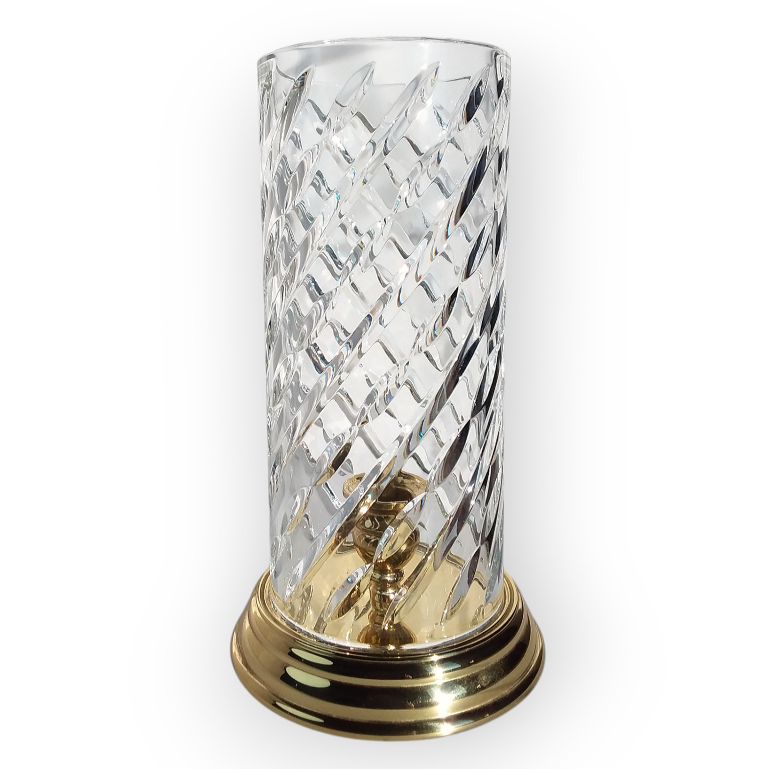 Vintage Waterford Crystal Wyndham Hurricane Candle Holder Brass Ireland BOXED