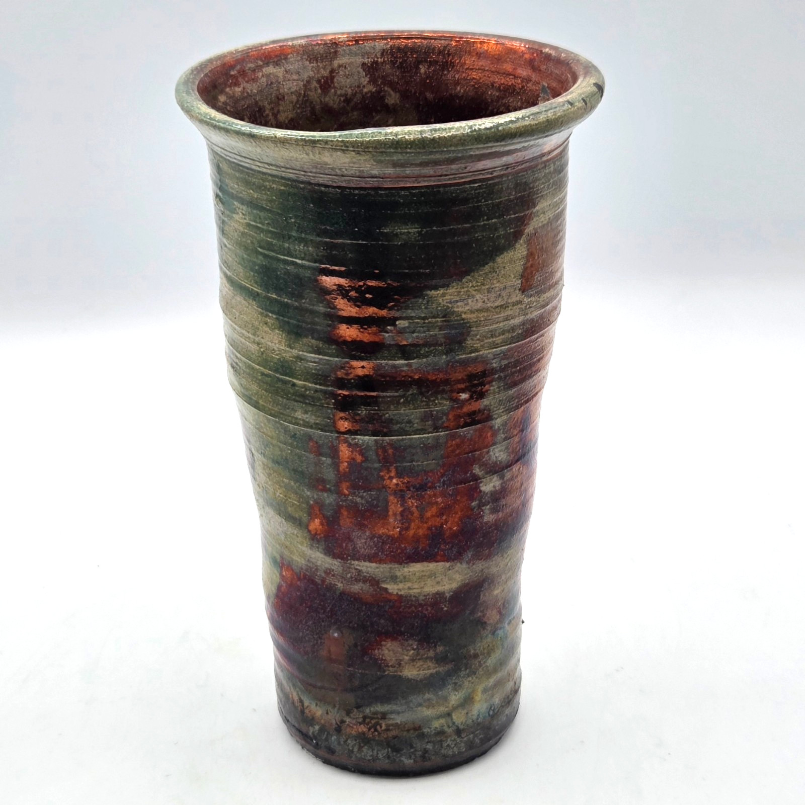 Artisan Pottery Vase 8″ Tall, 4.5″ In Diameter, Unsigned