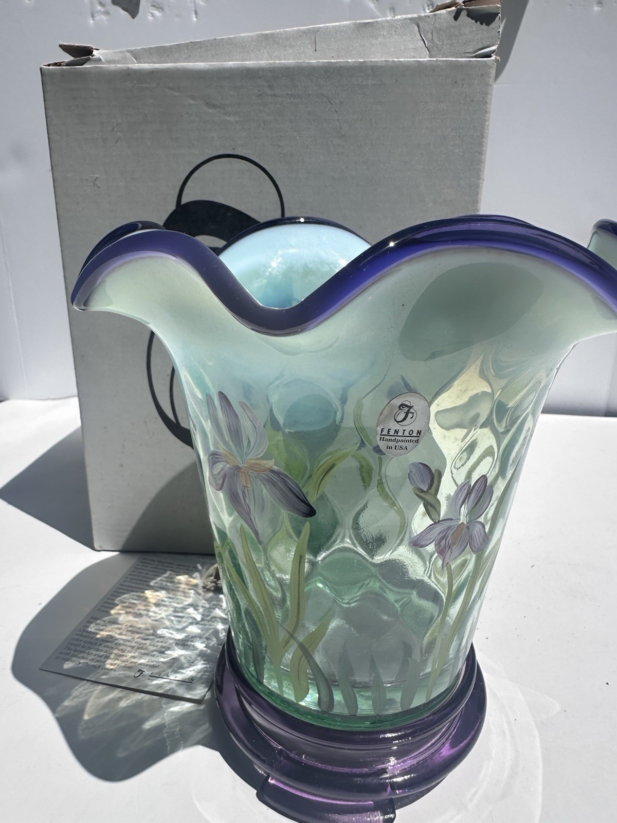 Fenton Art Glass “Designer Showcase” Flip Vase Signed By Bill Fenton