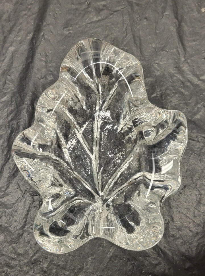 Scandinavian mid century glass Small Leaf Dish / Ashtray