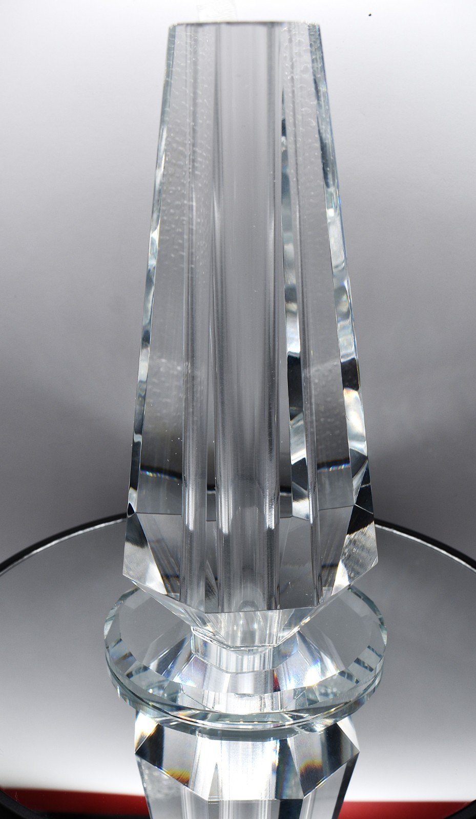 Cut Crystal Vase Art Deco Geometric Panels 1.2 Lbs.