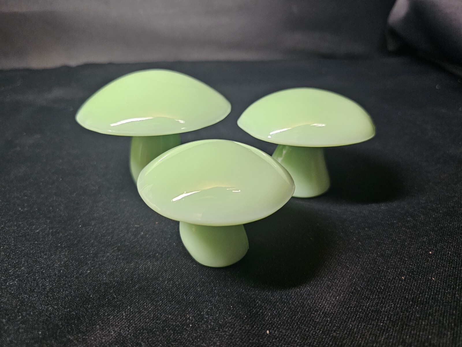 Set of 3 Mosser Made Jadeite Jade Green Viking Mold Mushrooms *Limited Run*