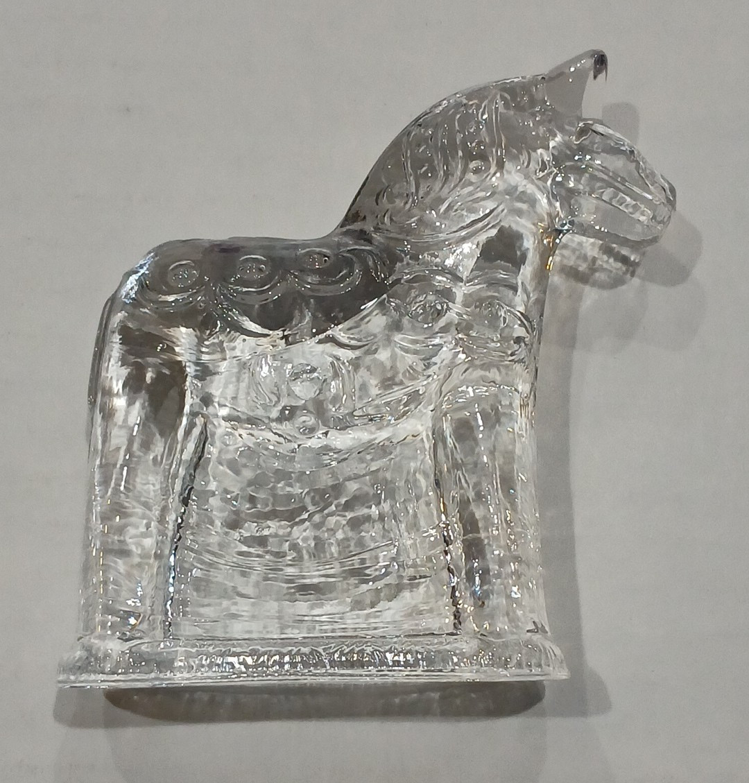 Lindshammar Swedish Clear Crystal Dala Horse Paperweight Art Glass Figurine RARE