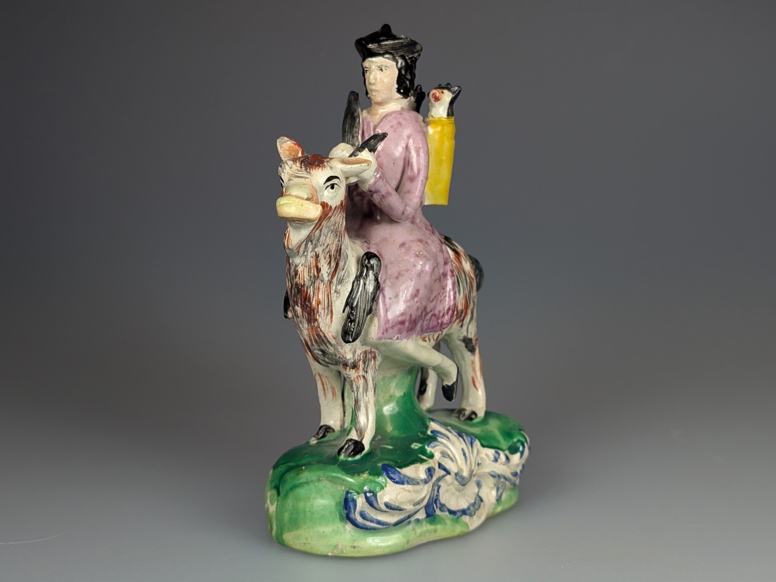 Antique Early 19th Century Staffordshire Figure Welsh Tailor Riding Goat