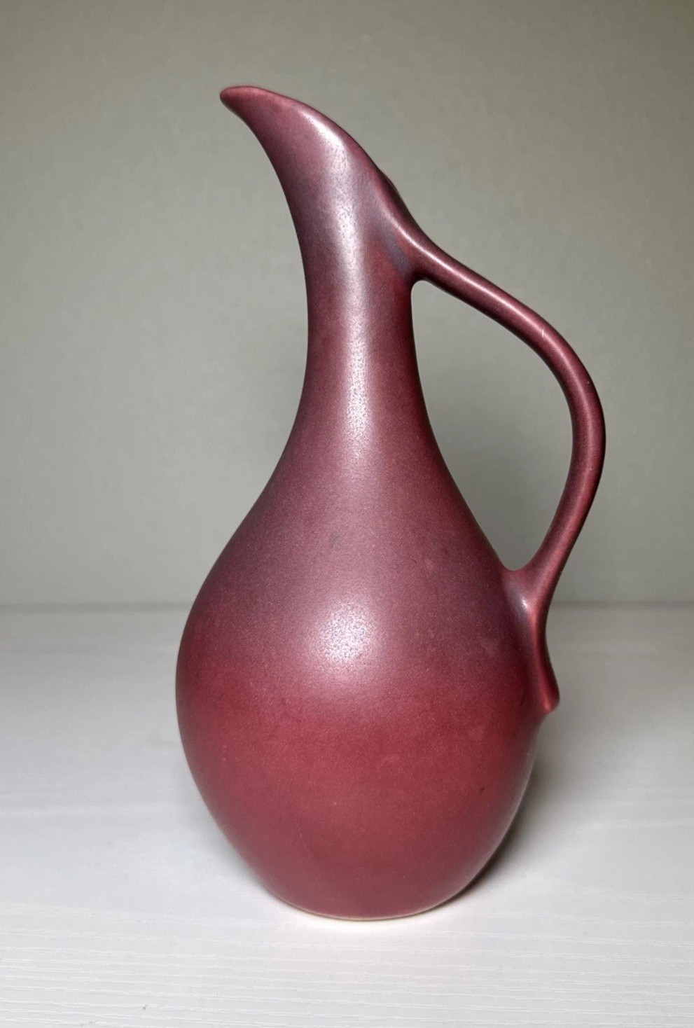 Vintage VAN BRIGGLE Pitcher Ewer Art Pottery Matte Mulberry 7” Colorado Springs