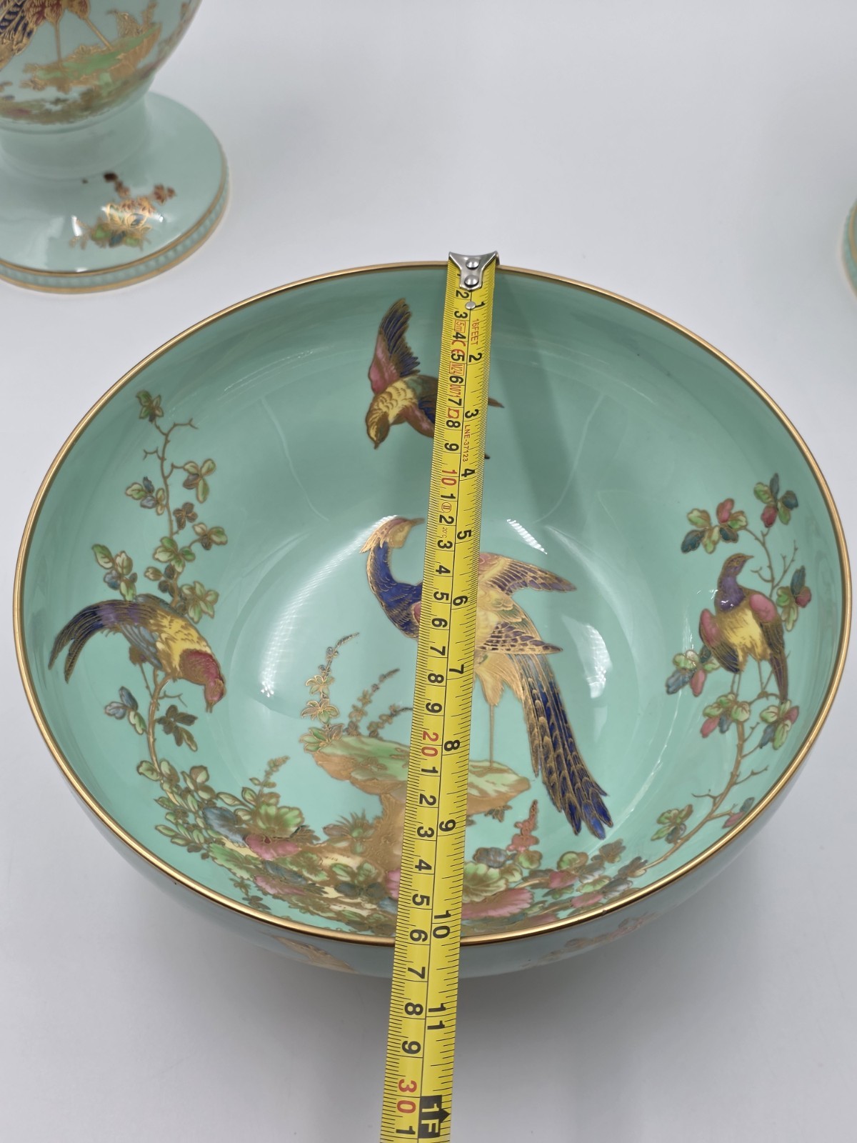 Rare Vintage Spode England Bone China Bird Garniture Urn Vase Bowl Set 3Pc
