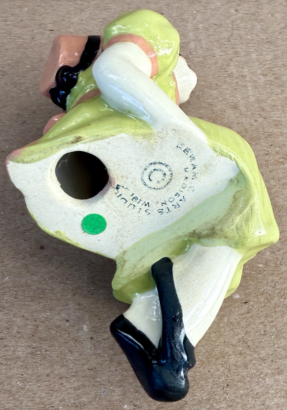 Ceramic Arts Studio Kissing Girl Green Dress 5 Inch SHELF SITTER 1940-1955