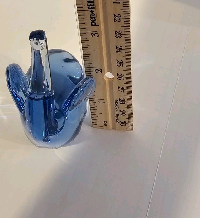 United States Commemorative Fine Arts Gallery Blue Glass Elephant Trunk Up Luck