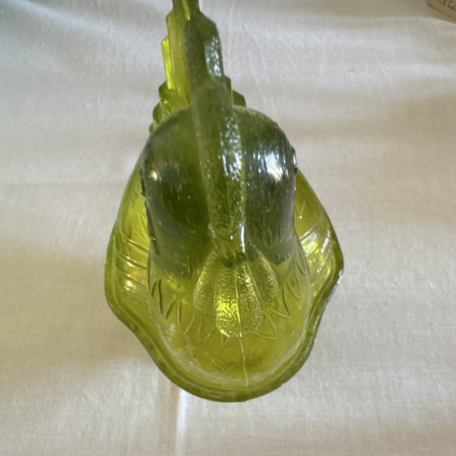 Green Glass Chicken Figurine Animal Theme Hen Collectible Decor