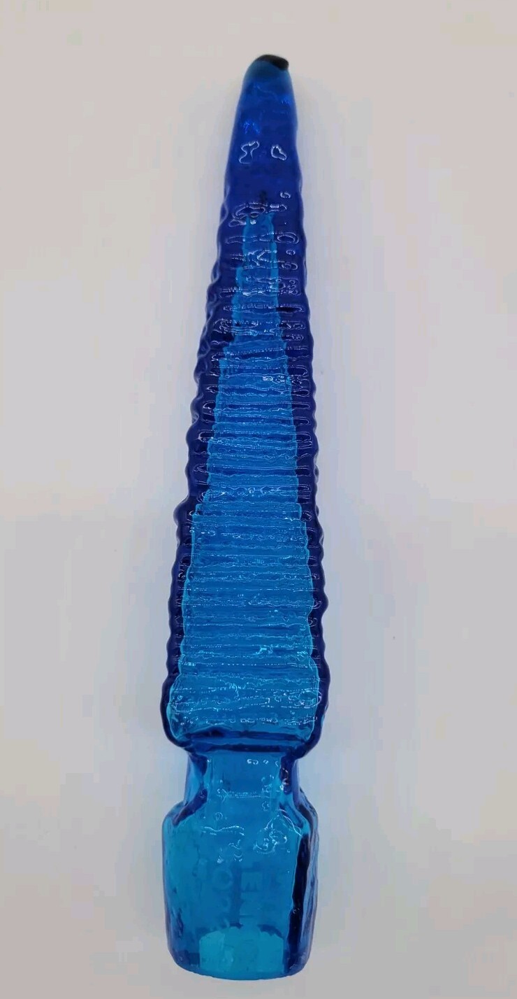 Blenko Turquoise Omnibus Stopper Garden Spear Etched Blenko 2022, FIRST QUALITY
