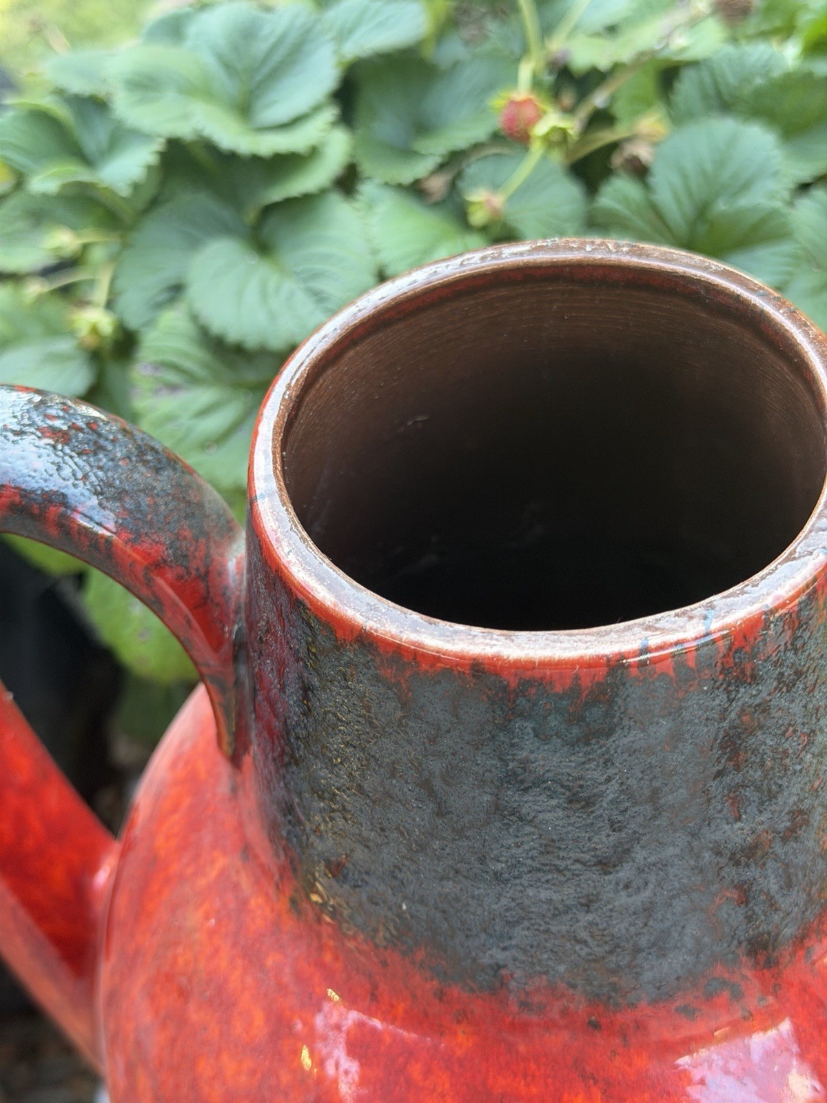 Vintage West Germany Fat Lava Floor Vase 279-38 Red Volcanic Glaze 16”