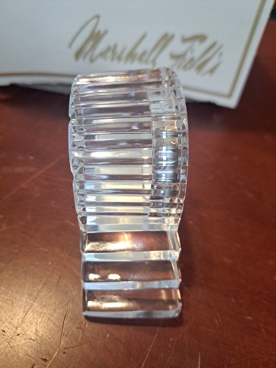 WATERFORD Signed Crystal Quartz Cottage Mantel Clock Marshall Fields