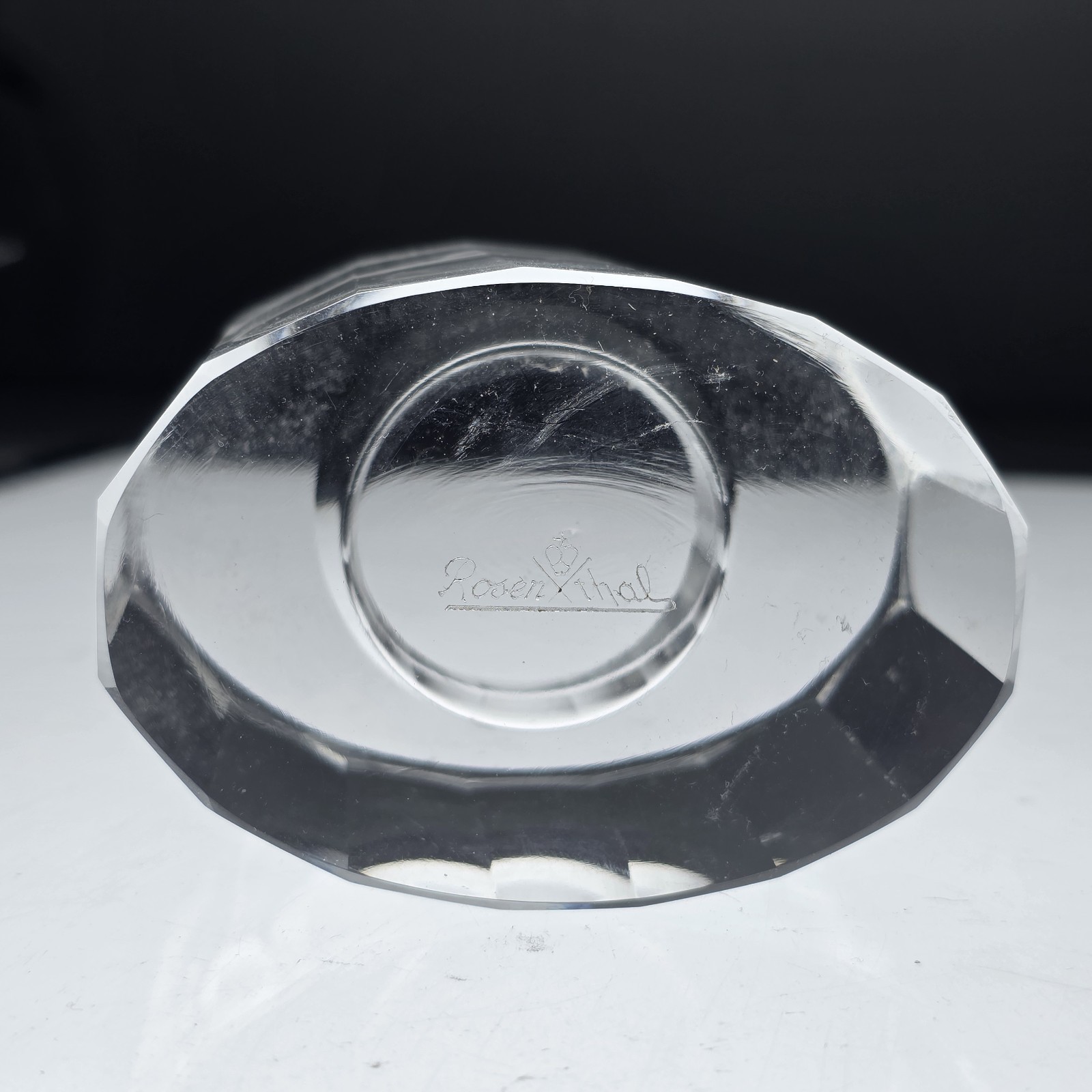 Rosenthal Plaza Faceted Lead Crystal Clear Votive Oval Candle Holder Germany