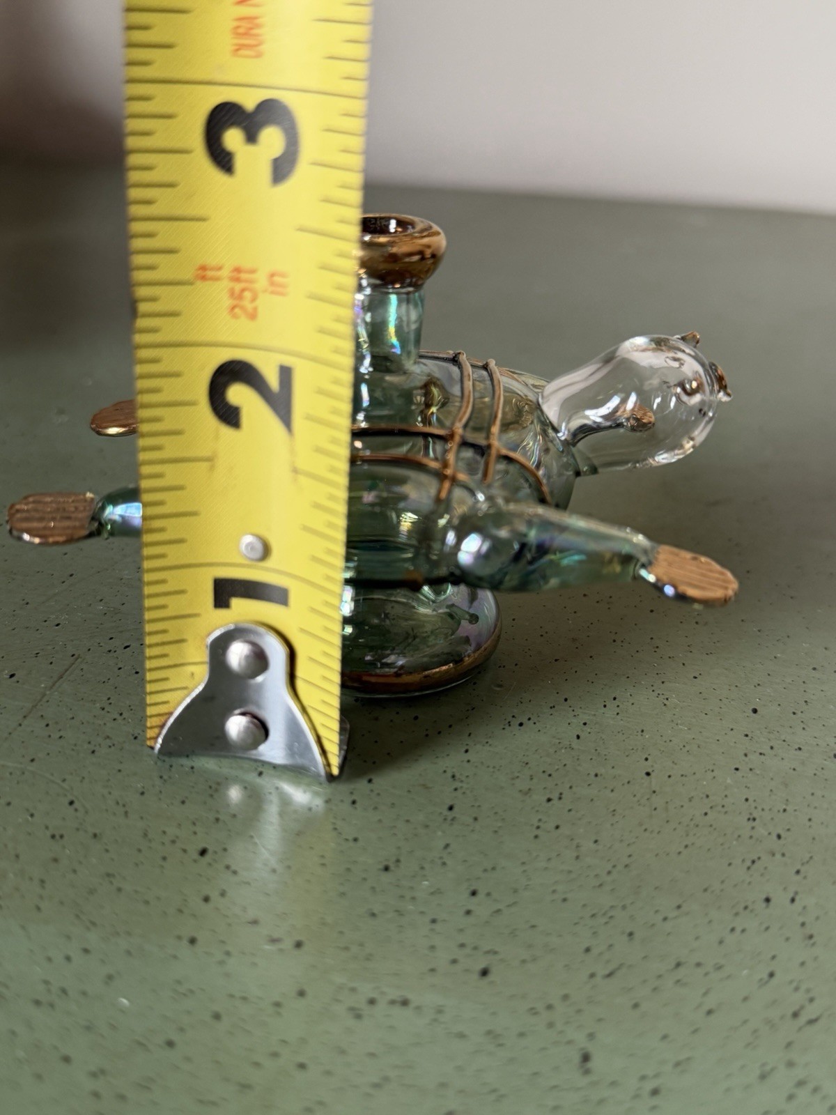 Vintage Hand Blown Turtle Perfume bottle- no stopper – Gold Accents