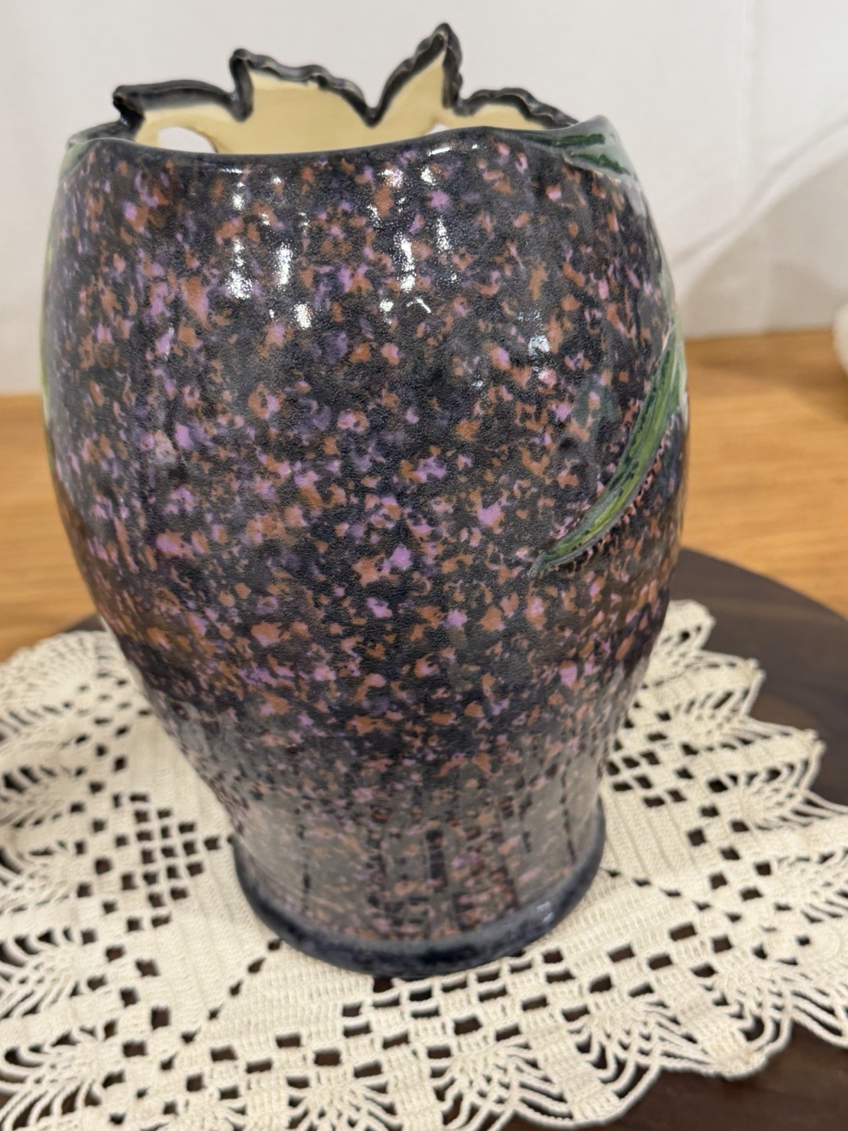 VTG Red Iris Reticulated Vase Arts & Crafts Revival Style Pottery