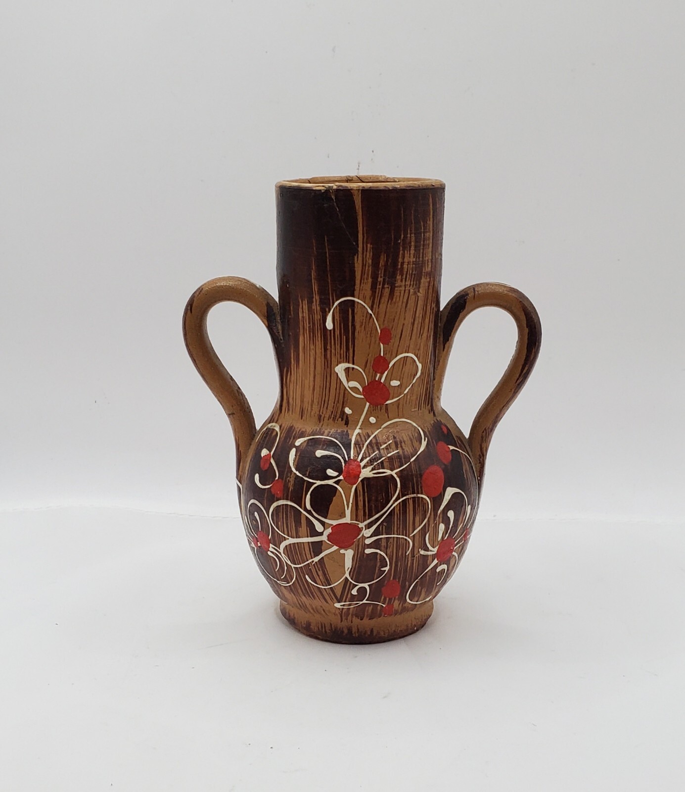 As Is , NORLEANS Made In Italy Trophy Floral Style Pottery Vase 6″ See Photos