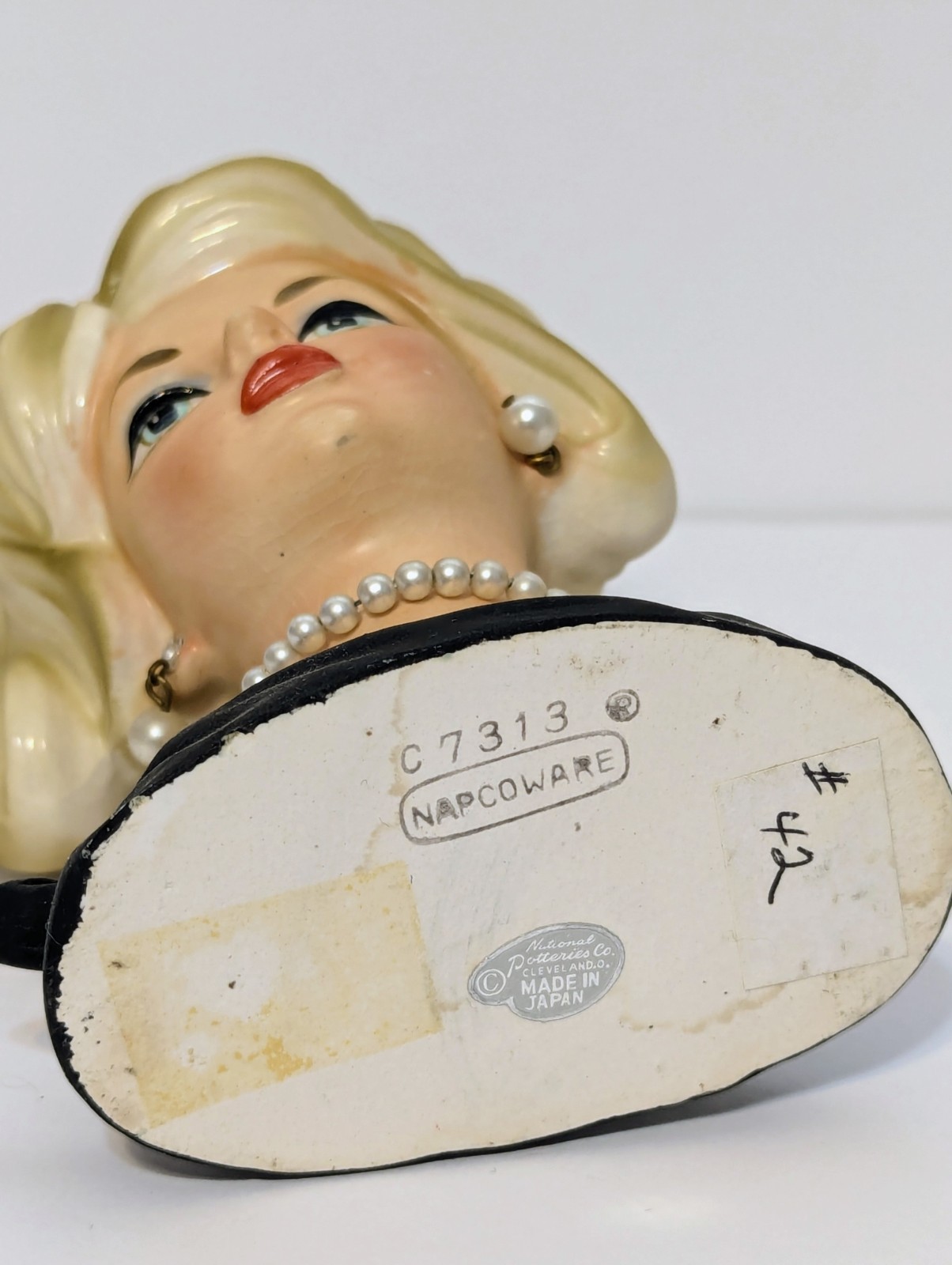 Vtg Lady Head Vase Napco C7313 Kim Novak Hollywood Star Blonde 1960s Label