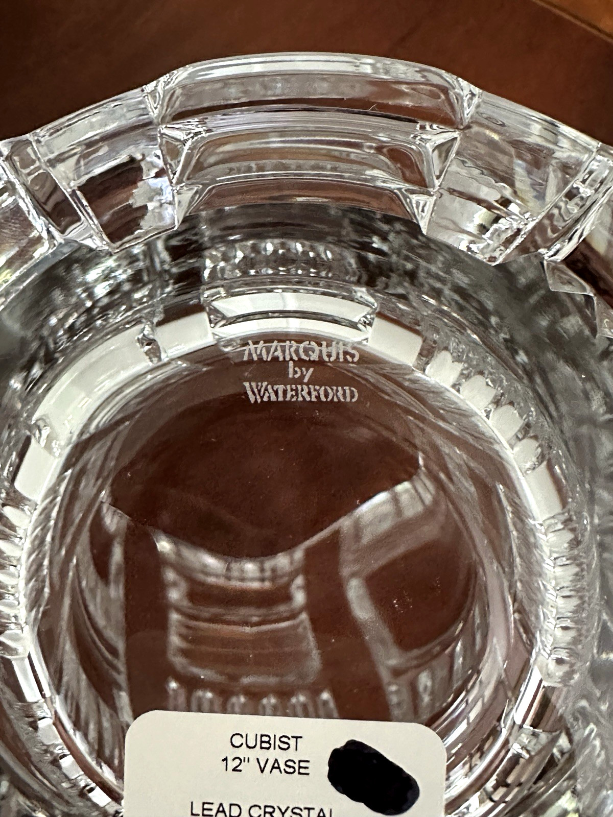 New w/Labels Marquis by WATERFORD CRYSTAL Cubist Large & Heavy 12″ Vase #128481