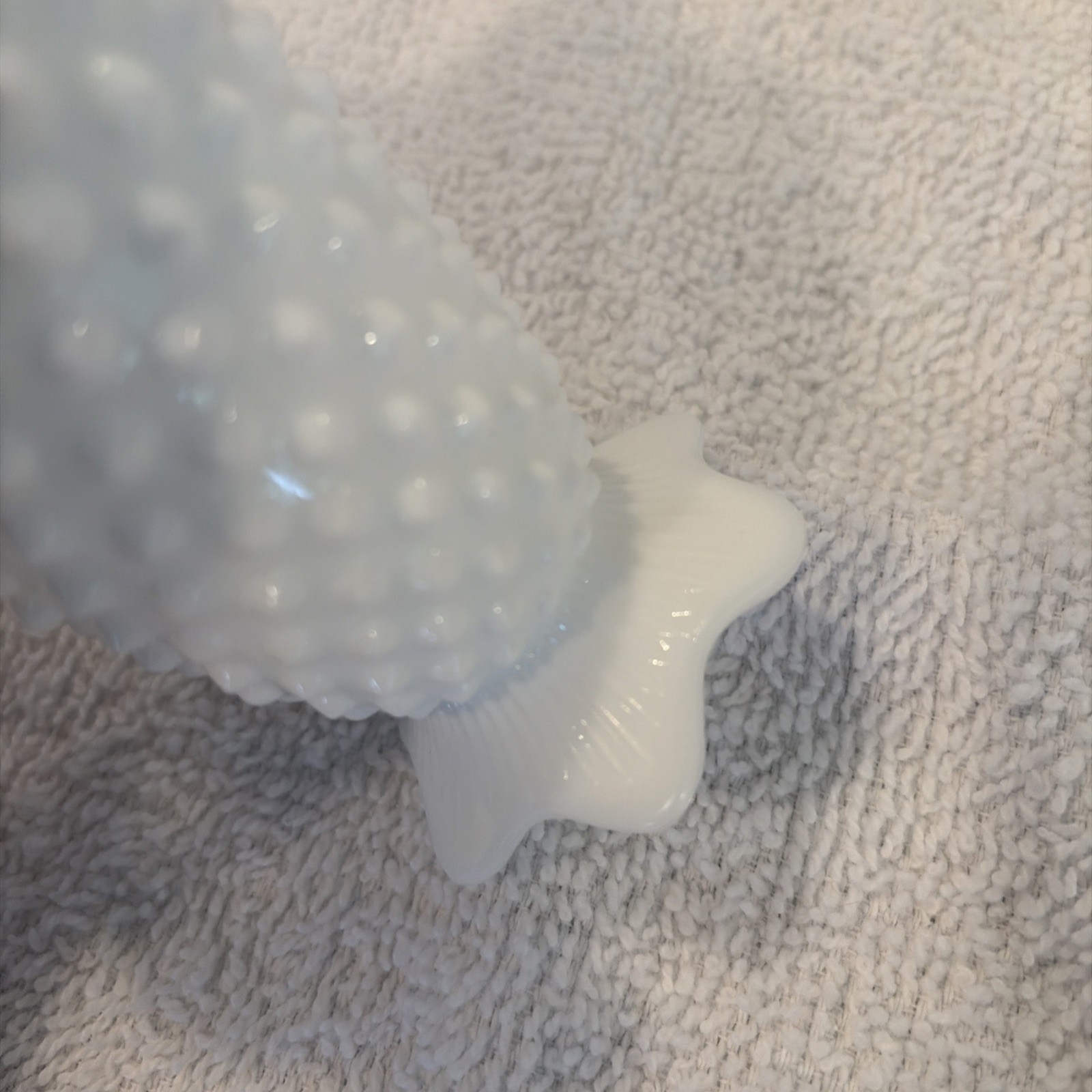 2 Vintage Fenton White Hobnail Milk Glass Vase 6 Inches Tall.