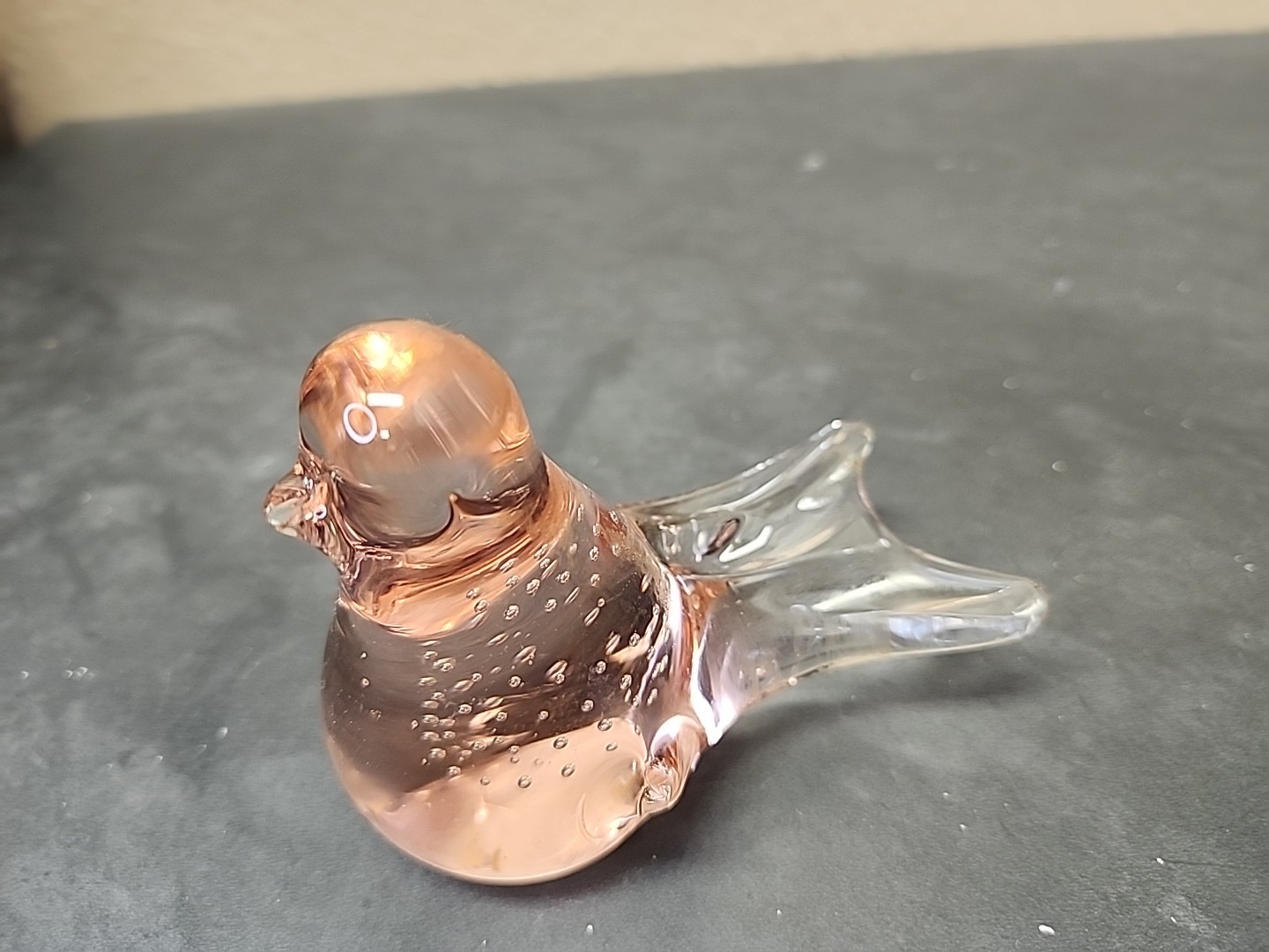 Pink Glass Controlled Bubble Bird Figurine Paperweight