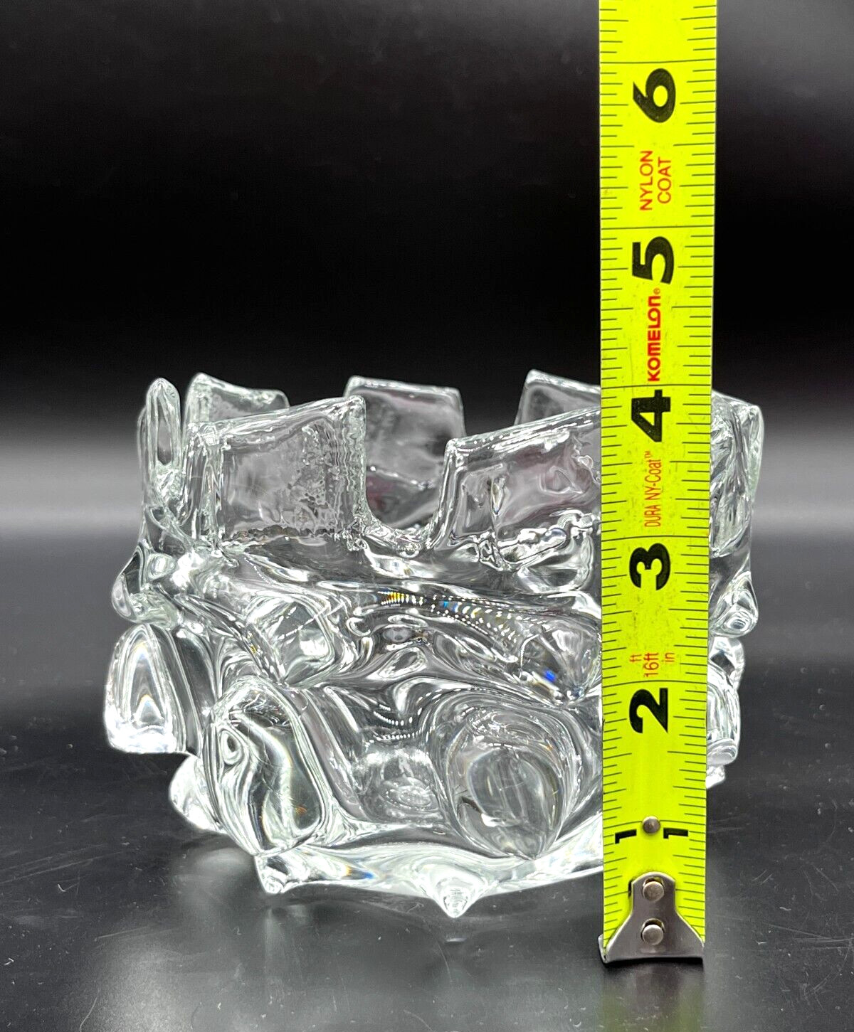 Mid Century Murano Ercole Barovier Brutalist Spikes Clear Art Glass Bowl Vase 4″