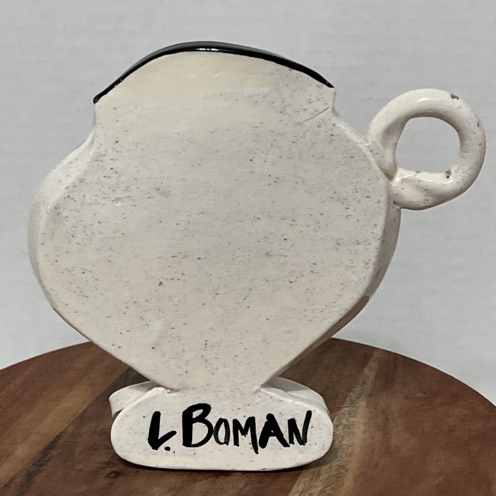 Freestanding L. Boman Pottery Pocket Vase Pot Hand Painted Gold Accent Colorful