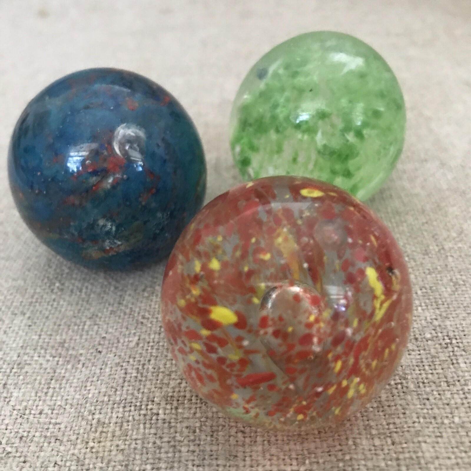 Handblown Art Glass Orbs (3) – Marbles or Paperweights – Colorful Float Style