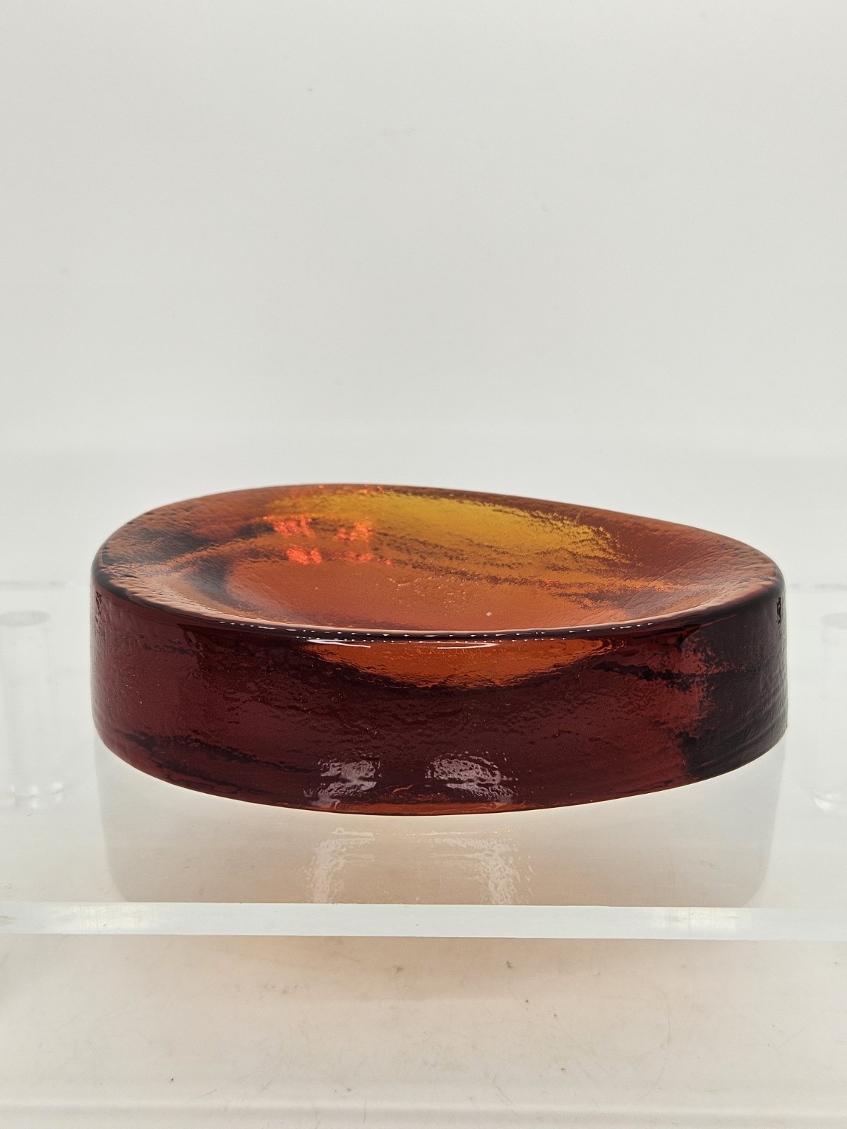 Murano Art Glass V. Nason & C Trinket Catchall Dish Paperweight Amber 5 3/8″ L