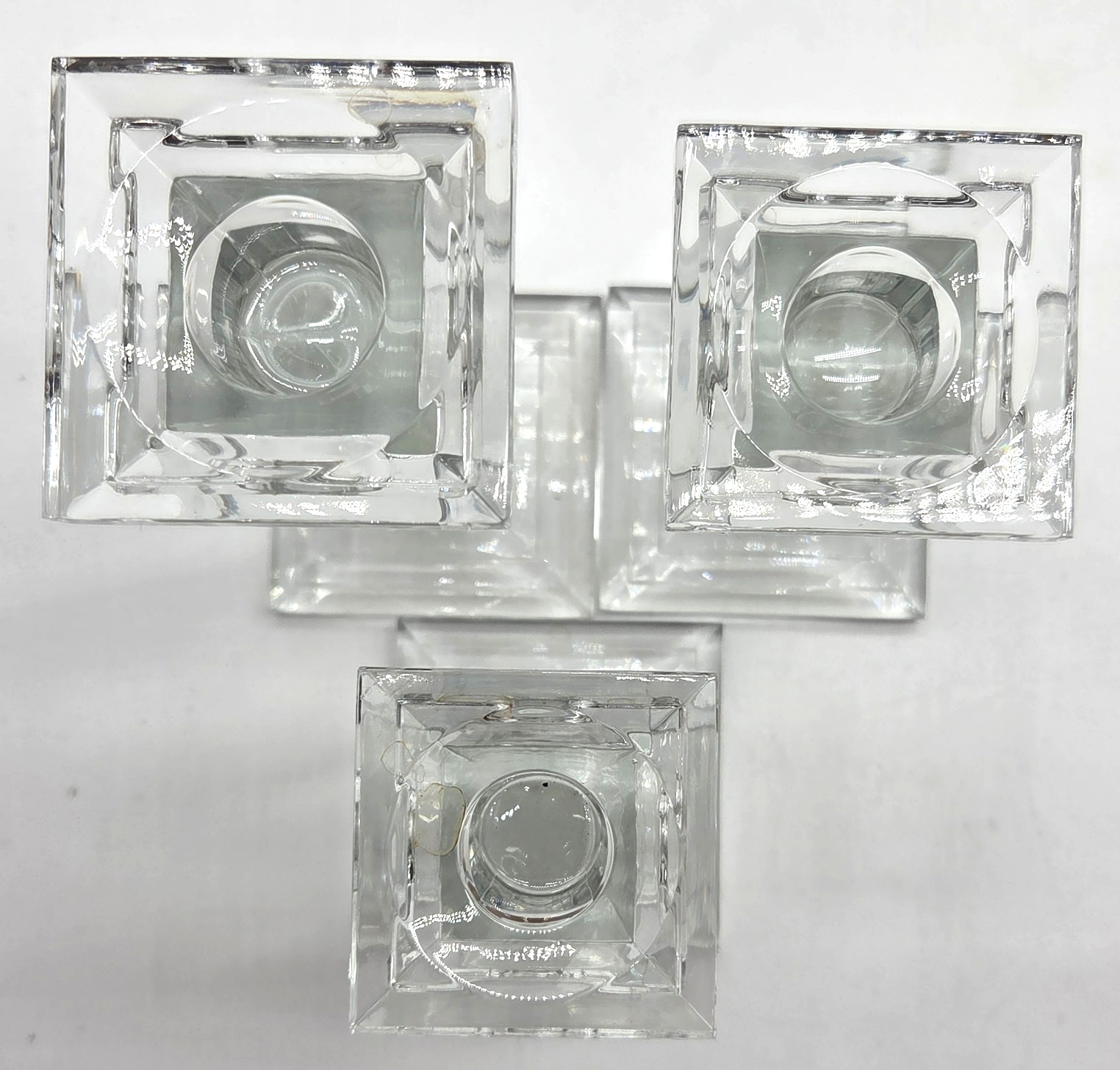 Royal Limited 24% Lead Crystal Clear Square Tiered Graduated Candlesticks Czech